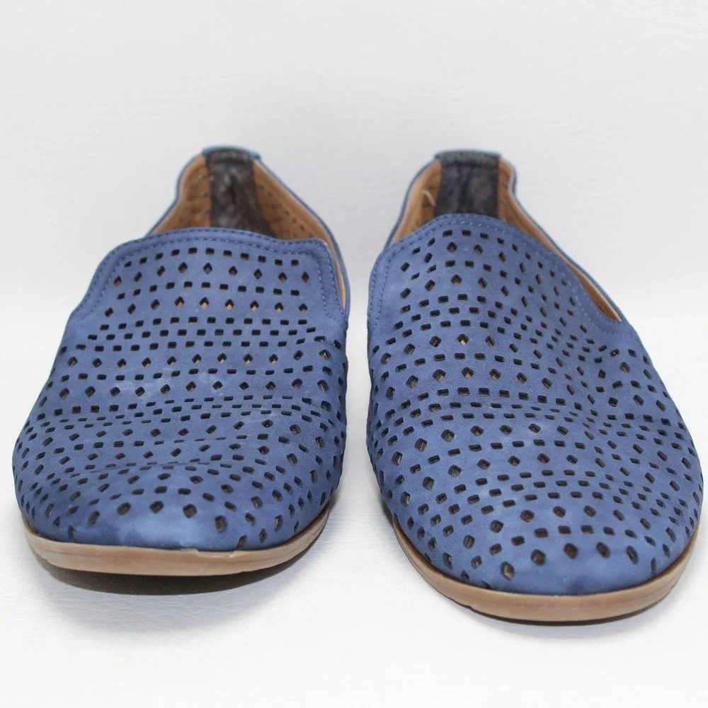 Franco Sarto Faryn Blue Laser Cut Perforated Slip On Loafers Flats Mens 8M‎